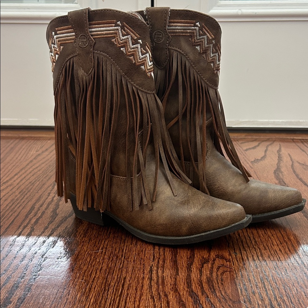 Roper Brown Fringe Kids Boots